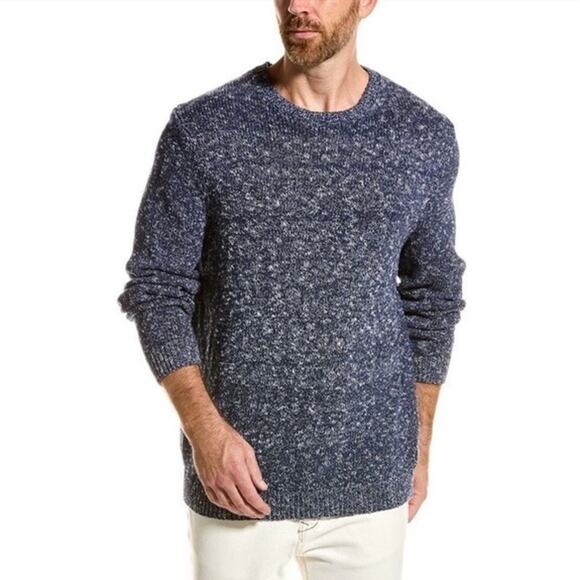 NWOT J. MCLAUGHLIN Sweater Men XL Linen Cotton Blue White Speckle LongSlv Nashau - Picture 1 of 9